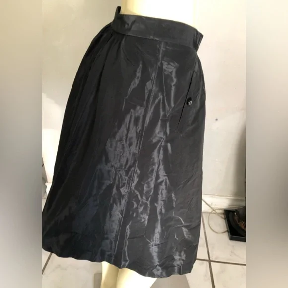 Tory Burch Shimmering Black Taffeta A-Line Skirt Size 4 - Picture 4 of 11